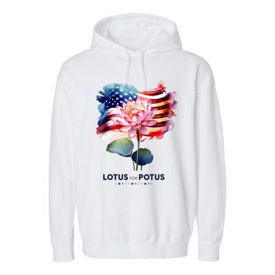 Lotus For Potus Kamala Harris 2024 President Election Vote Garment-Dyed Fleece Hoodie