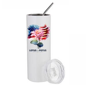 Lotus For Potus Kamala Harris 2024 President Election Vote Stainless Steel Tumbler