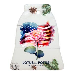 Lotus For Potus Kamala Harris 2024 President Election Vote Ceramic Bell Ornament