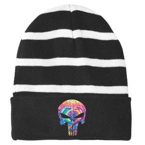 Lisa Frank Punisher Striped Beanie with Solid Band