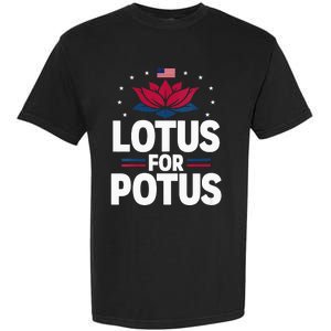 Lotus For Potus Cute Flower American Flag Kamala Harris 2024 Garment-Dyed Heavyweight T-Shirt