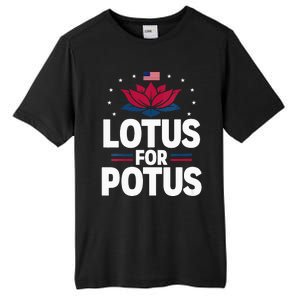 Lotus For Potus Cute Flower American Flag Kamala Harris 2024 Tall Fusion ChromaSoft Performance T-Shirt