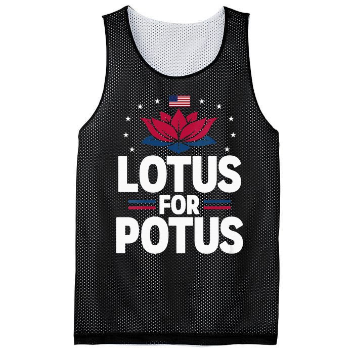 Lotus For Potus Cute Flower American Flag Kamala Harris 2024 Mesh Reversible Basketball Jersey Tank