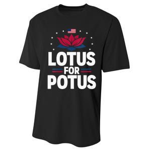 Lotus For Potus Cute Flower American Flag Kamala Harris 2024 Performance Sprint T-Shirt