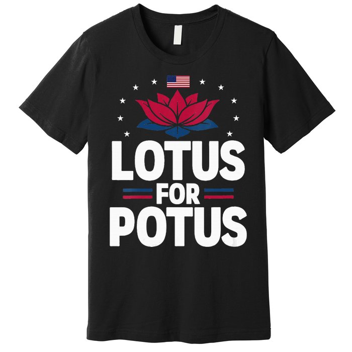 Lotus For Potus Cute Flower American Flag Kamala Harris 2024 Premium T-Shirt