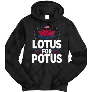 Lotus For Potus Cute Flower American Flag Kamala Harris 2024 Tie Dye Hoodie