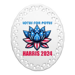 Lotus For Potus Harris 2024 Ceramic Oval Ornament