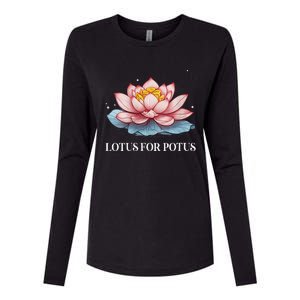 Lotus For Potus Kamala Harris President Campaign 2024 Womens Cotton Relaxed Long Sleeve T-Shirt