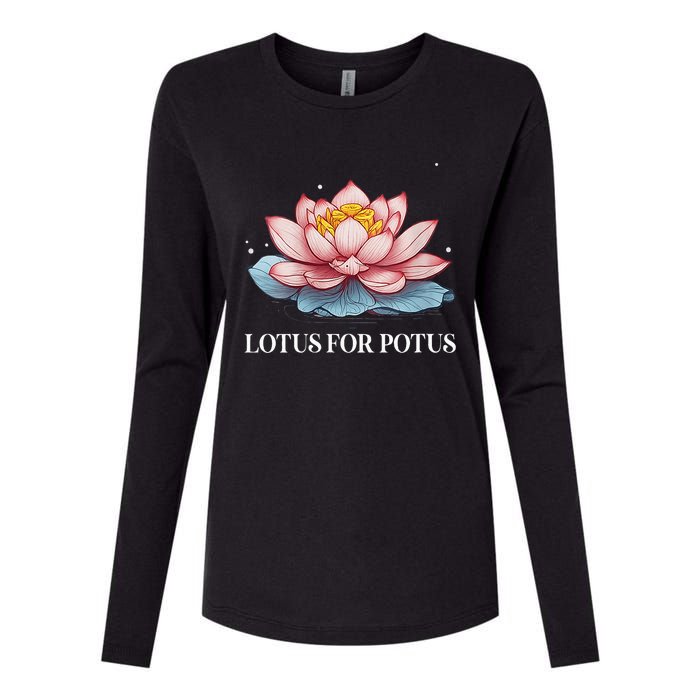 Lotus For Potus Kamala Harris President Campaign 2024 Womens Cotton Relaxed Long Sleeve T-Shirt