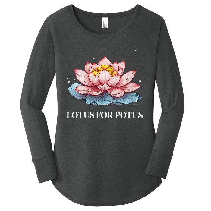 Lotus For Potus Kamala Harris President Campaign 2024 Women's Perfect Tri Tunic Long Sleeve Shirt