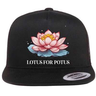 Lotus For Potus Kamala Harris President Campaign 2024 Flat Bill Trucker Hat