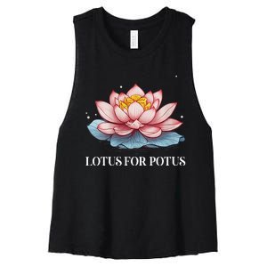 Lotus For Potus Kamala Harris President Campaign 2024 Women's Racerback Cropped Tank