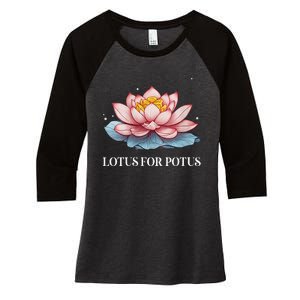 Lotus For Potus Kamala Harris President Campaign 2024 Women's Tri-Blend 3/4-Sleeve Raglan Shirt