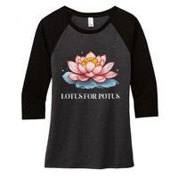 Lotus For Potus Kamala Harris President Campaign 2024 Women's Tri-Blend 3/4-Sleeve Raglan Shirt