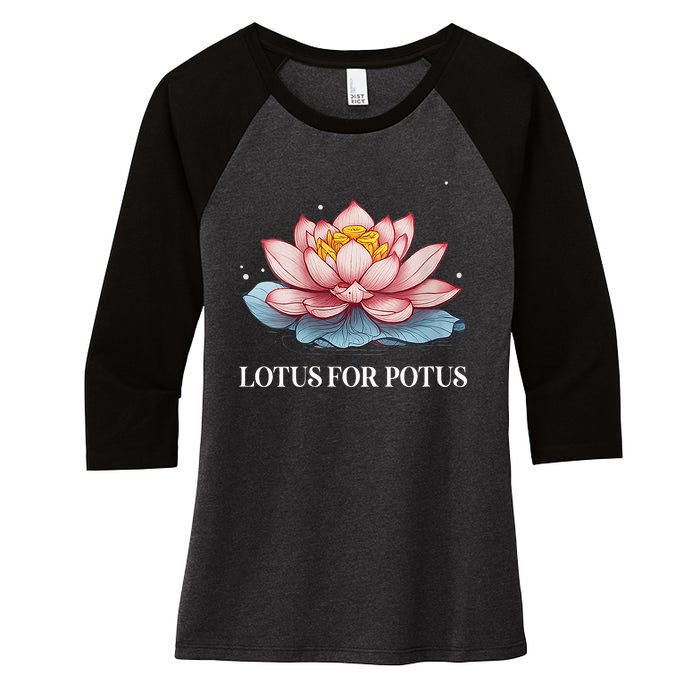 Lotus For Potus Kamala Harris President Campaign 2024 Women's Tri-Blend 3/4-Sleeve Raglan Shirt