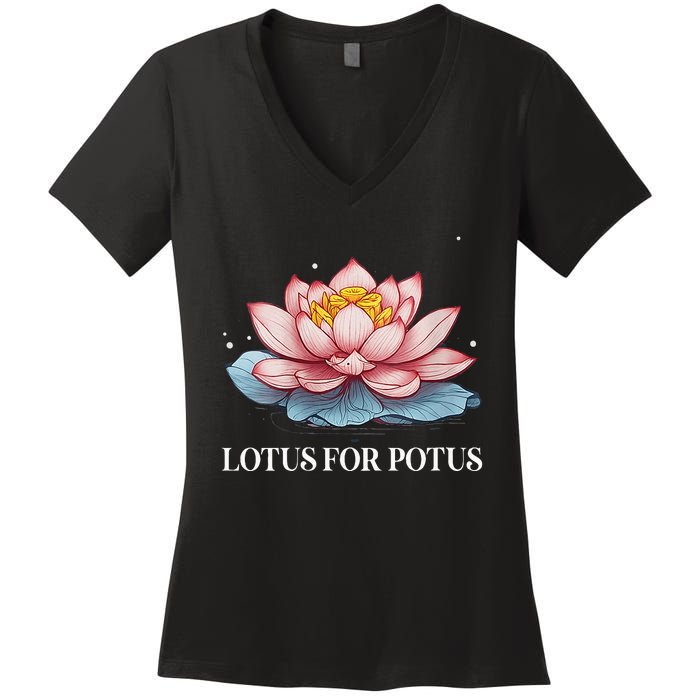 Lotus For Potus Kamala Harris President Campaign 2024 Women's V-Neck T-Shirt