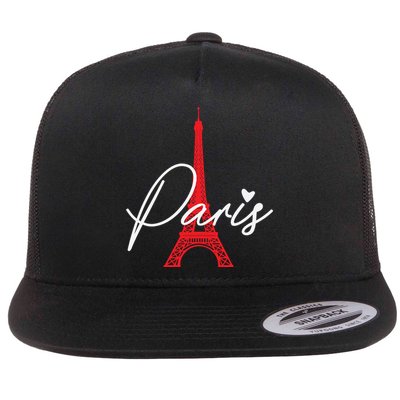 Love From Paris The Eiffel Tower A Love Sign From France Gift Flat Bill Trucker Hat
