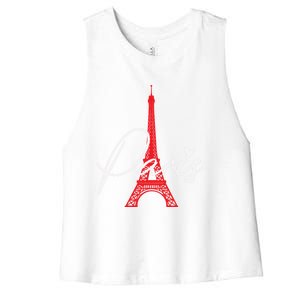 Love From Paris The Eiffel Tower A Love Sign From France Gift Women's Racerback Cropped Tank