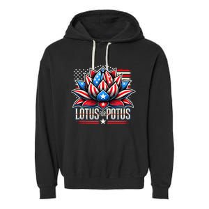 Lotus For Potus Kamala Harris 2024 President Trend Election Garment-Dyed Fleece Hoodie