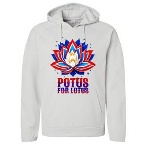 Lotus For Potus Kamala Harris 2024 President Trend Election Raglan Baseball Performance Fleece Hoodie