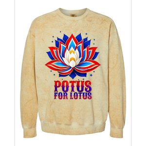 Lotus For Potus Kamala Harris 2024 President Trend Election Raglan Baseball Colorblast Crewneck Sweatshirt