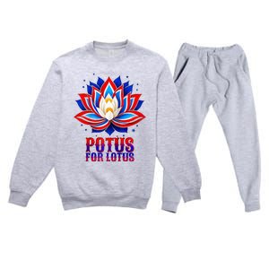 Lotus For Potus Kamala Harris 2024 President Trend Election Raglan Baseball Premium Crewneck Sweatsuit Set