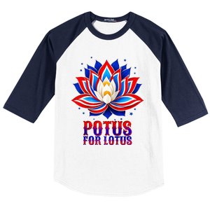 Lotus For Potus Kamala Harris 2024 President Trend Election Raglan Baseball Baseball Sleeve Shirt