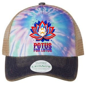 Lotus For Potus Kamala Harris 2024 President Trend Election Raglan Baseball Legacy Tie Dye Trucker Hat