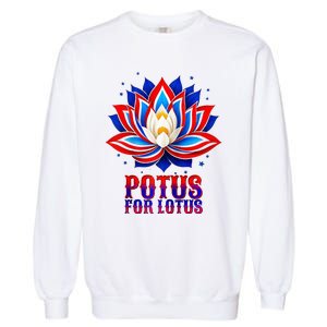 Lotus For Potus Kamala Harris 2024 President Trend Election Raglan Baseball Garment-Dyed Sweatshirt