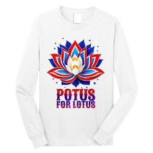 Lotus For Potus Kamala Harris 2024 President Trend Election Raglan Baseball Long Sleeve Shirt