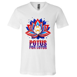 Lotus For Potus Kamala Harris 2024 President Trend Election Raglan Baseball V-Neck T-Shirt