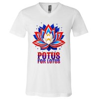 Lotus For Potus Kamala Harris 2024 President Trend Election Raglan Baseball V-Neck T-Shirt