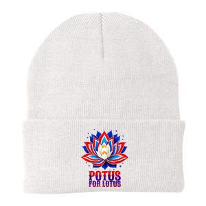 Lotus For Potus Kamala Harris 2024 President Trend Election Raglan Baseball Knit Cap Winter Beanie