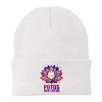 Lotus For Potus Kamala Harris 2024 President Trend Election Raglan Baseball Knit Cap Winter Beanie