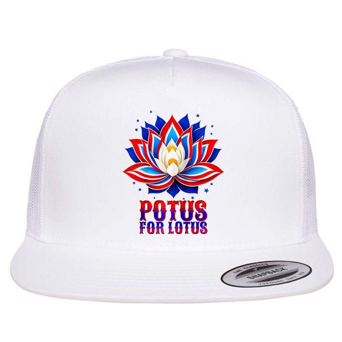 Lotus For Potus Kamala Harris 2024 President Trend Election Raglan Baseball Flat Bill Trucker Hat