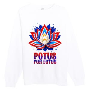 Lotus For Potus Kamala Harris 2024 President Trend Election Raglan Baseball Premium Crewneck Sweatshirt