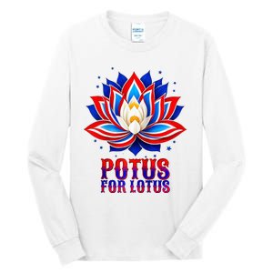 Lotus For Potus Kamala Harris 2024 President Trend Election Raglan Baseball Tall Long Sleeve T-Shirt