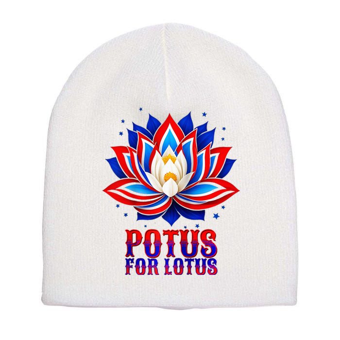 Lotus For Potus Kamala Harris 2024 President Trend Election Raglan Baseball Short Acrylic Beanie