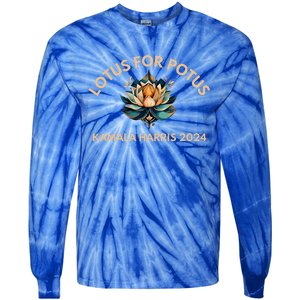 Lotus For Potus Kamala Harris President Election 2024 Tie-Dye Long Sleeve Shirt