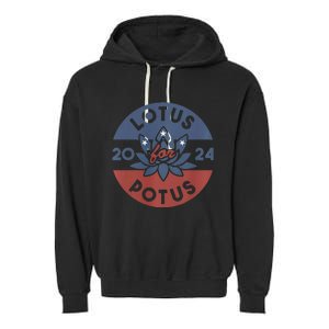 Lotus For Potus Kamala Harris 2024 Presidential Campaign Garment-Dyed Fleece Hoodie