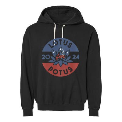 Lotus For Potus Kamala Harris 2024 Presidential Campaign Garment-Dyed Fleece Hoodie