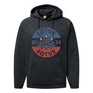 Lotus For Potus Kamala Harris 2024 Presidential Campaign Performance Fleece Hoodie