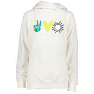 Love Flower Peace Sunshine Love Water Sun Gift Womens Funnel Neck Pullover Hood