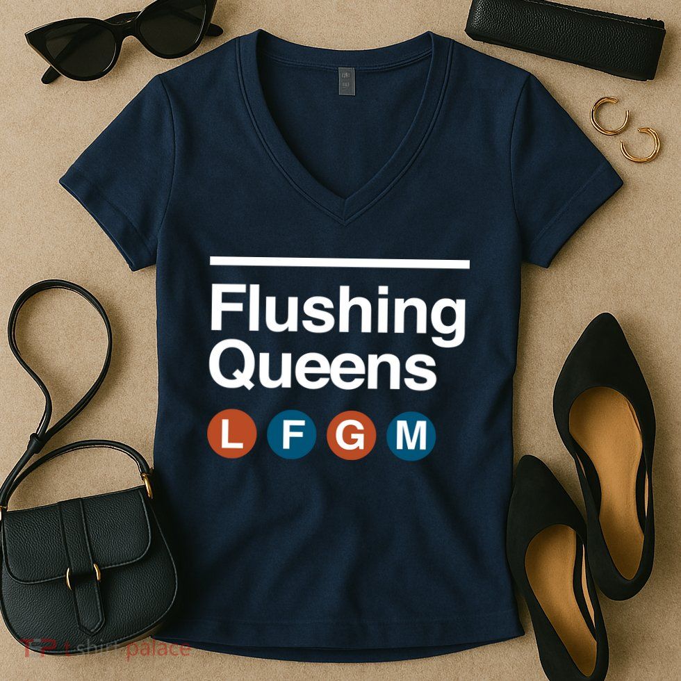 LFGM Flushing Queens Women's V-Neck T-Shirt