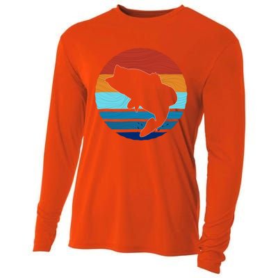 Largemounth Fish Retro Style Vintage Gift Cooling Performance Long Sleeve Crew