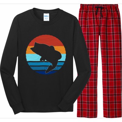 Largemounth Fish Retro Style Vintage Gift Long Sleeve Pajama Set