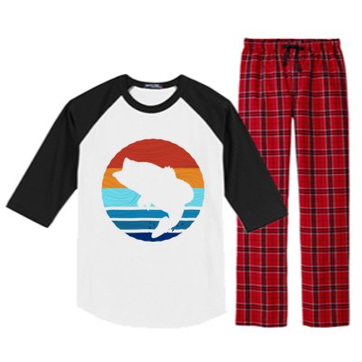 Largemounth Fish Retro Style Vintage Gift Raglan Sleeve Pajama Set