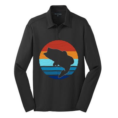 Largemounth Fish Retro Style Vintage Gift Silk Touch Performance Long Sleeve Polo