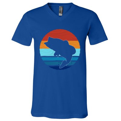 Largemounth Fish Retro Style Vintage Gift V-Neck T-Shirt