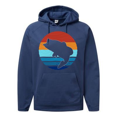 Largemounth Fish Retro Style Vintage Gift Performance Fleece Hoodie